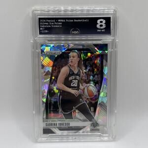 Sabrina Ionescu Ice Prizm 2024 Panini WNBA Prizm #17 New York Liberty Graded 8
